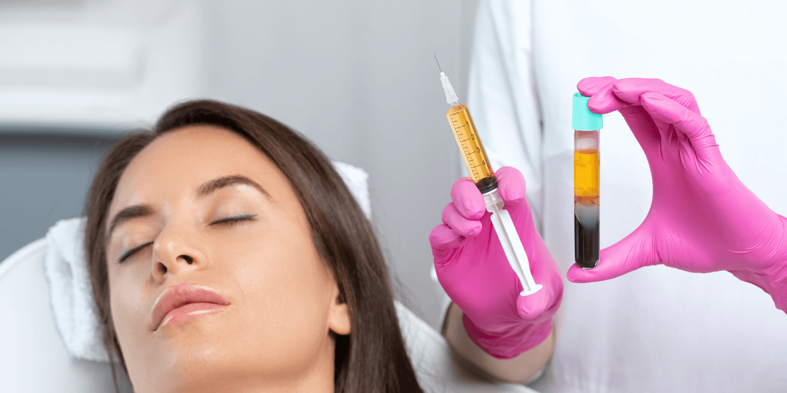 Practitioner preparing a PRP (platelet-rich plasma) treatment